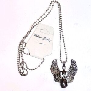Grenade in Wings Pendant Bomb Star Stainless Steel